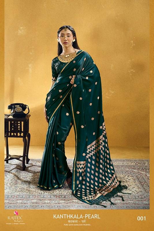 Kanthkala Pearl By Rajtex 001 To 006 Series Indian Traditional Wear Collection Beautiful Stylish Fancy Colorful Party Wear & Occasional Wear Pure Satin Sarees At Wholesale Price